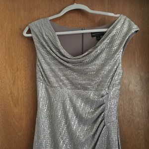 Cowl neck ruched cocktail party dress